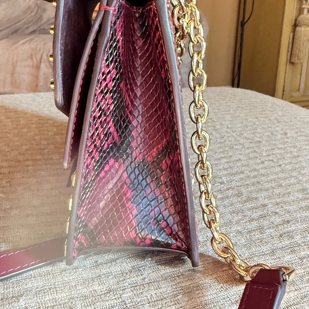 Michael Kors Burgundy and Gold Studded Crossbody Bag - Picture 7 of 9